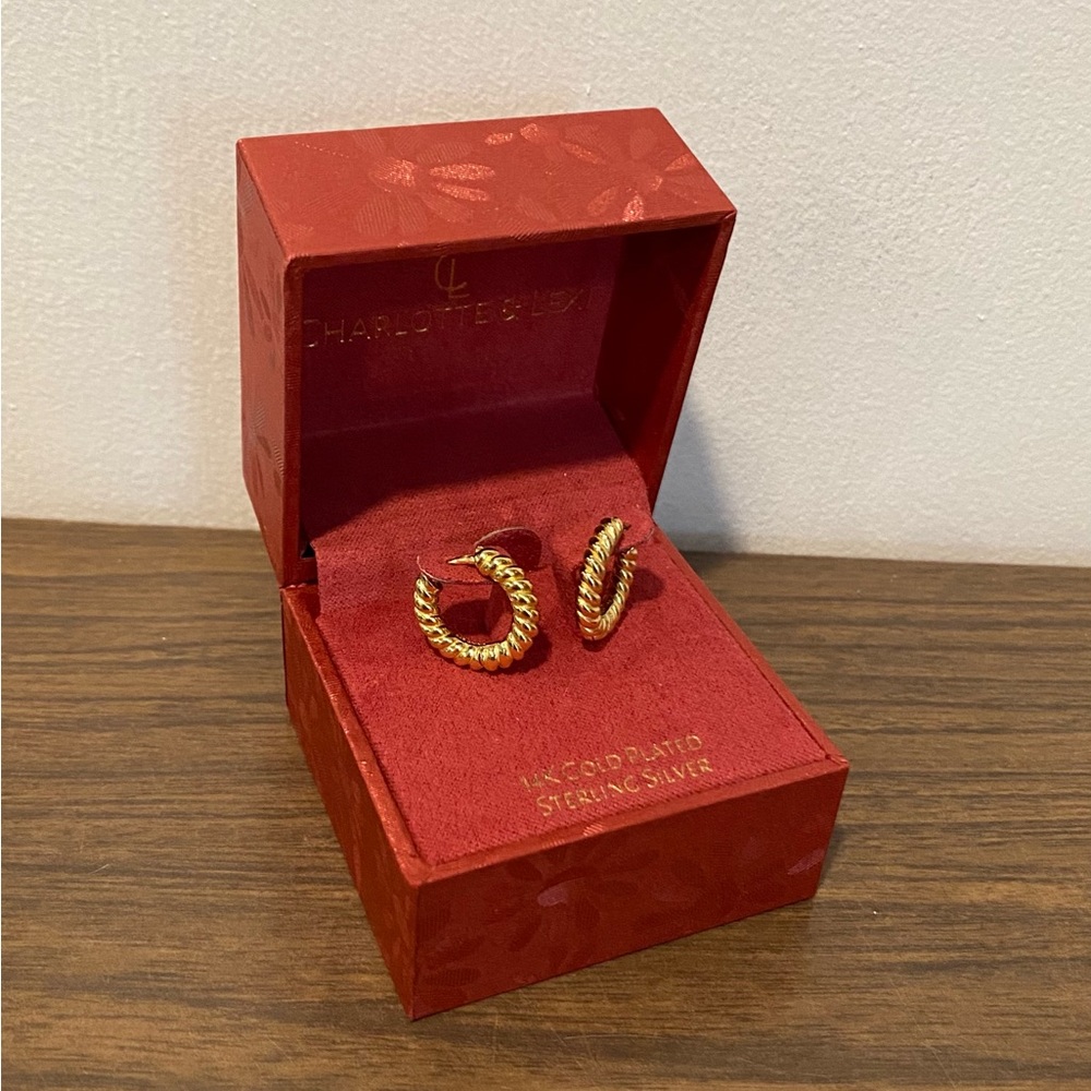 Charlotte & Lexi 14k gold plated sterling silver hoop earrings